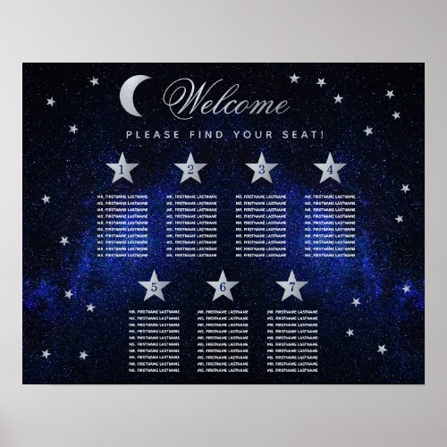 7 Table Celestial Wedding Stars Moon Seating Chart