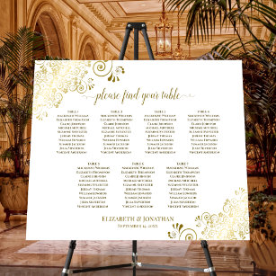 7 table Golden Frills White Wedding Seating Chart Foam Board