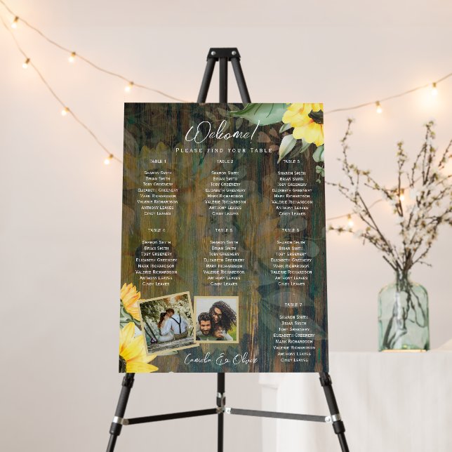 7  Table Rustic Wood SUNFLOWERS PHOTO SEATING Foam Board (In Situ (Stand))