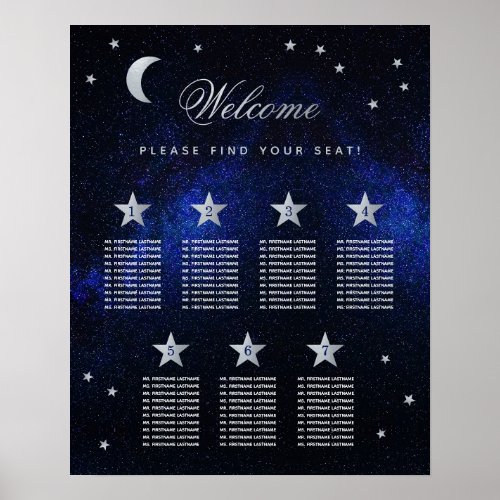 7 Table Sky Stars Celestial Wedding Seating Chart