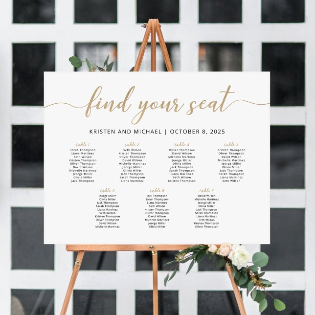 7 Tables Find Your Seat Seating Chart  Foam Board (Creator Uploaded)