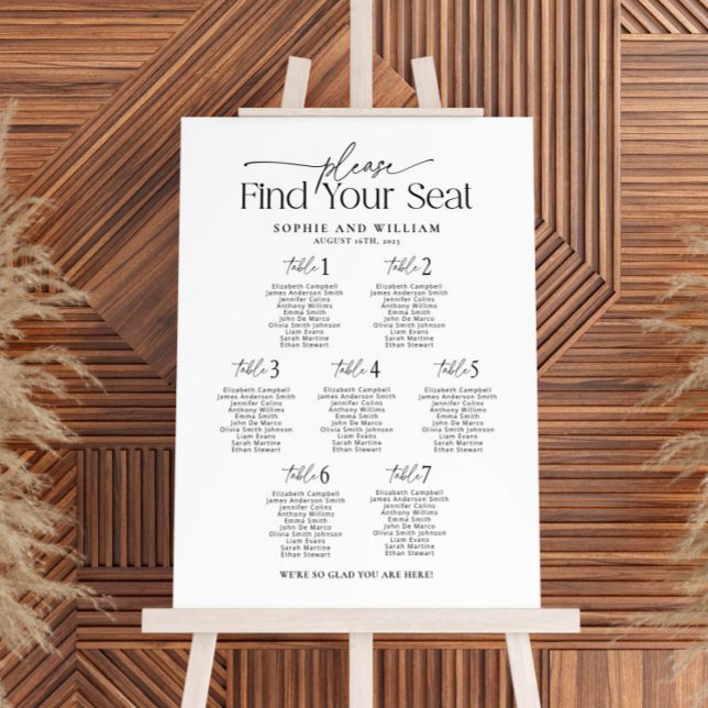 7 Tables Welcome Seating Chart Foam Board (Creator Uploaded)