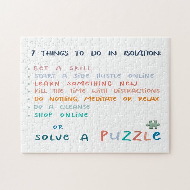 7 things to do in social isolation typography jigsaw puzzle (Horizontal)