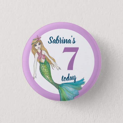 7 Today Beautiful Mermaid with Blond Hair Button