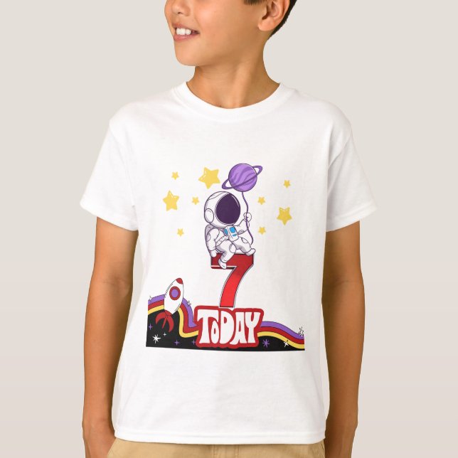 7 Today Space Themed Birthday T-Shirt (Front)