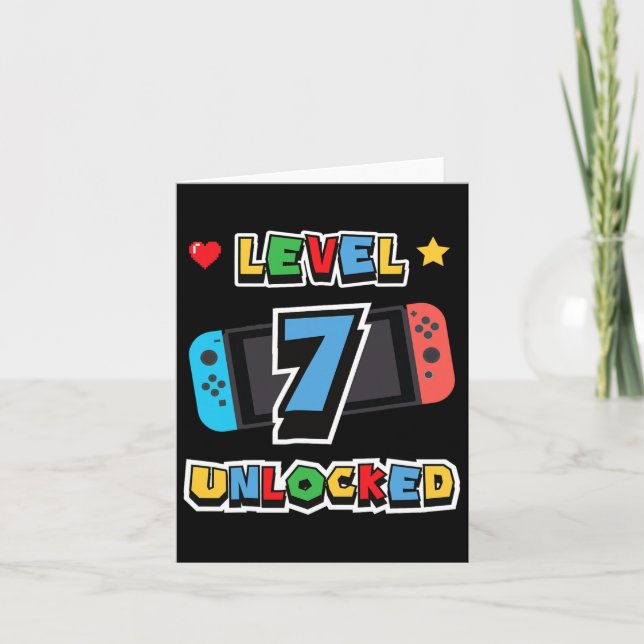 7 Unlocked 7th Birthday Kids Video Game 7 Years Ol Card (Front)