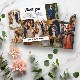 7 Wedding Photos Retro Script Thank You
