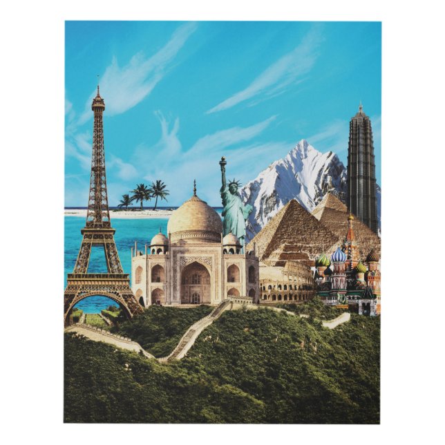 7 wonders of the world travel collage print (Front)
