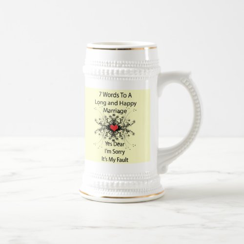 7 Words For A Long and Happy Marriage Beer Stein