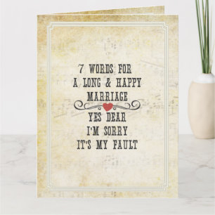 7 Words For A Long and Happy Marriage Card
