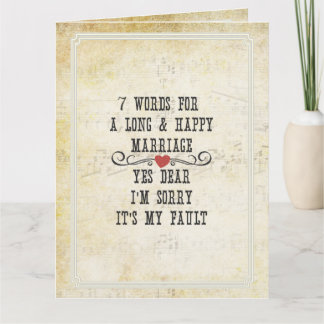 7 Words For A Long and Happy Marriage Card