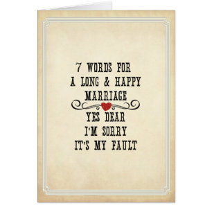 7 Words For A Long and Happy Marriage Cards