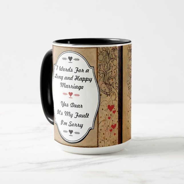 7 Words For A Long and Happy Marriage Mug (Front Left)