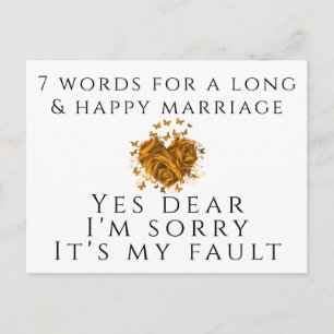 7 Words For A Long and Happy Marriage Postcard