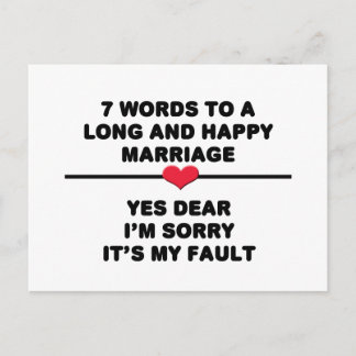 7 Words For A Long and Happy Marriage Postcard