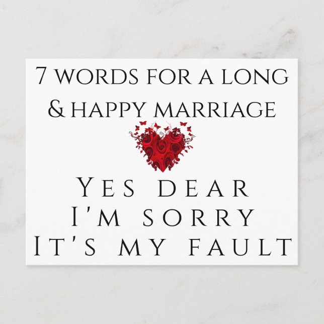 7 Words For A Long Marriage Postcard (Front)