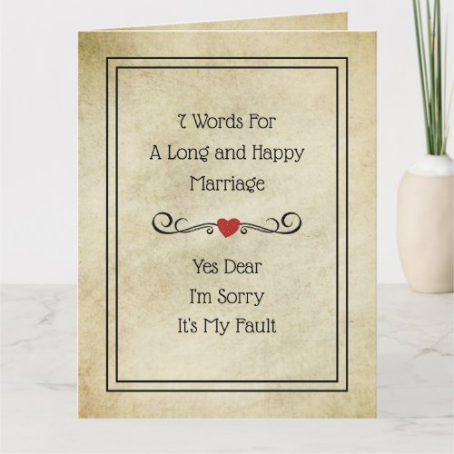 7 Words FOR Long  Happy Marriage Funny Card