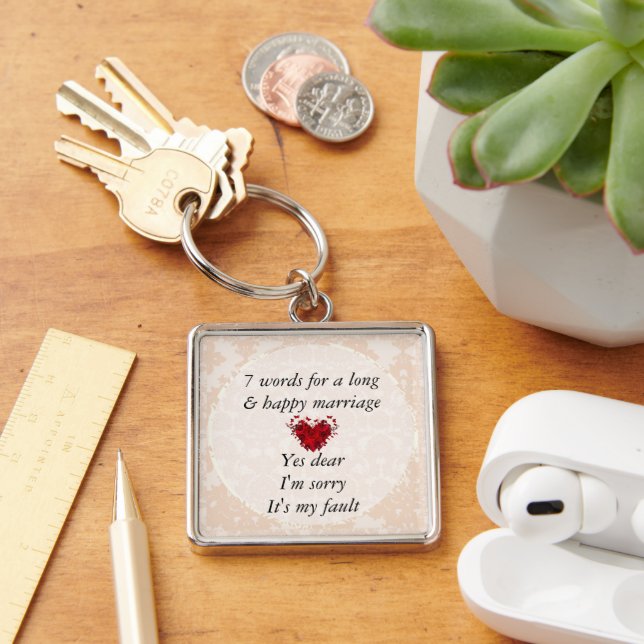 7 Words To A Long Marriage & Happy Marriage Keychain (Desk)