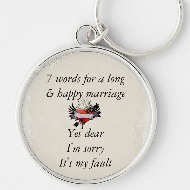 7 Words To A Long Marriage & Happy Marriage Keychain (Front)