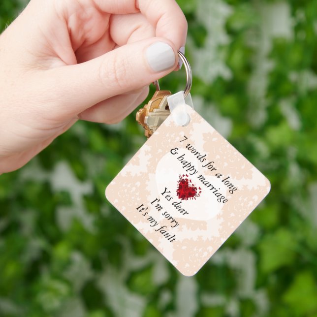 7 Words To A Long Marriage & Happy Marriage Keychain (Hand)