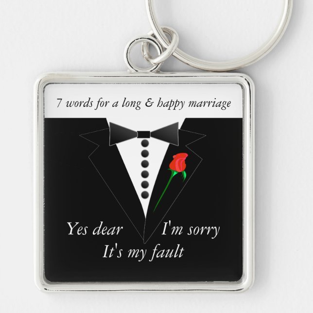 7 Words To A Long Marriage & Happy Marriage Keychain (Front)