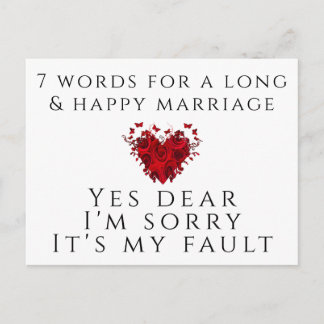 7 Words To A Long Marriage Postcard