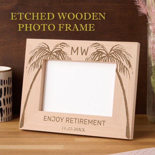 7"x5" Photo Palm Trees Enjoy Retirement Monogram Engraved Frames (Creator Uploaded)