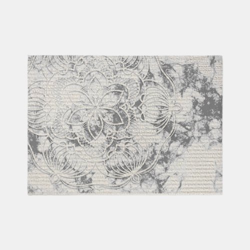 7âx5â Stressed Floral Looking All Over Print Rug