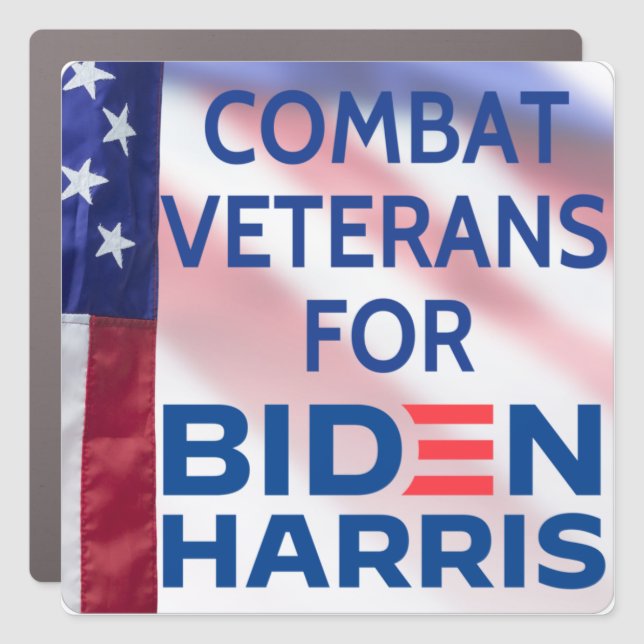 7"x7" Combat Veterans for Biden-Harris Car Magnet (Front)