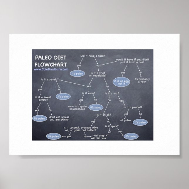 7 x 5 Paleo Diet Flowchart Poster (Front)