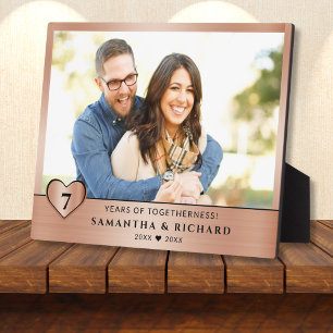 7 Year Copper Wedding Anniversary Couple Photo Plaque