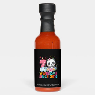 7 Year Old Awesome since 2016 Panda 7th Birthday B Hot Sauces
