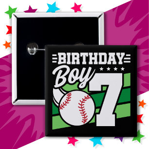 7 Year Old Baseball Party Theme 7th Birthday Boy Button