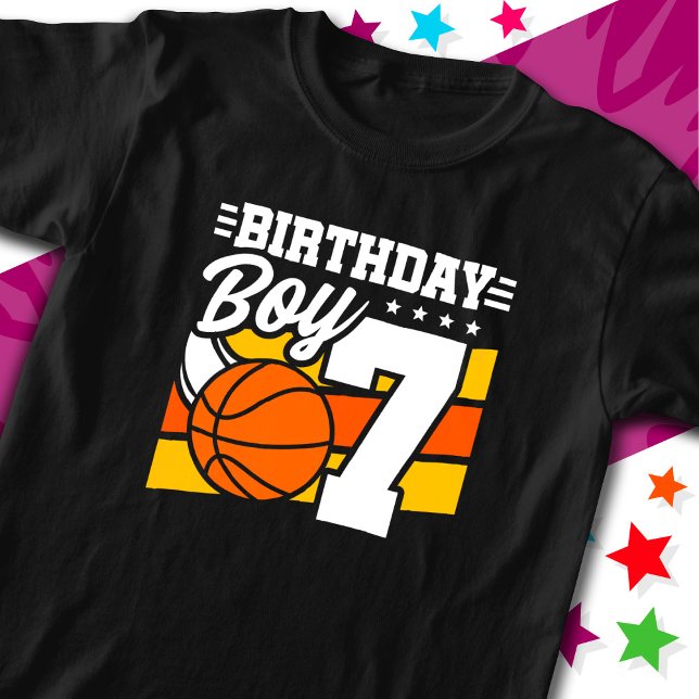 7 Year Old Basketball Party Theme 7th Birthday Boy T-Shirt (Creator Uploaded)