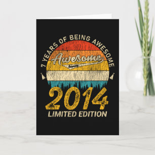 7 Year Old Bday Retro Awesome 7th Birthday Gift Card