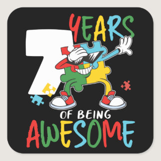 7 Year Old Birthday Boy Or Girl Autism Awareness Square Sticker
