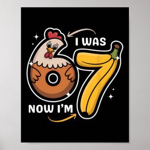 7 Year Old Birthday I Was 6 Now I'm 7 Chicken Nana Poster