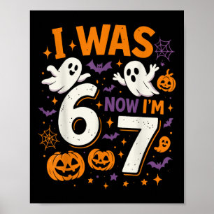 7 Year Old Birthday I Was 6 Now I'm 7 Funny Hallow Poster