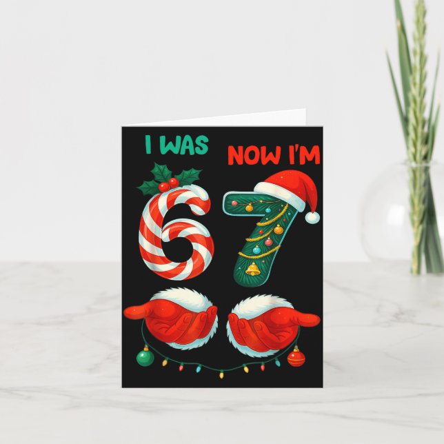 7 Year Old Birthday Shirt Was 6 Now I'm 7 67 Funny Card (Front)