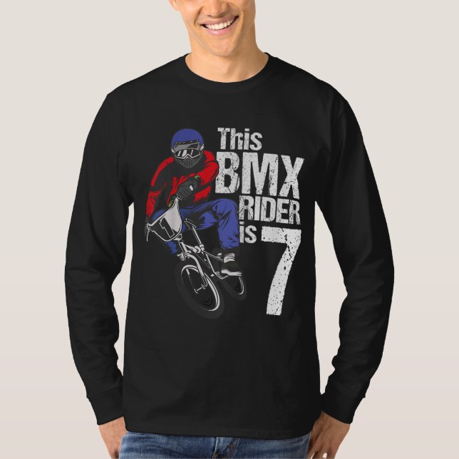 7 Year Old BMX Birthday Party Boys Dirt Bike Bikin T-Shirt (Front)