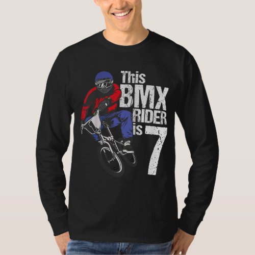 7 Year Old BMX Birthday Party Boys Dirt Bike Bikin T_Shirt