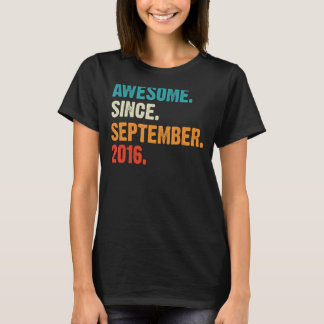 7 Year Old Boy 7th Birthday Awesome Since Septembe T-Shirt