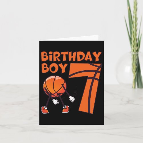 7 Year Old Boy Basketball Player 7th Birthday Bask Card