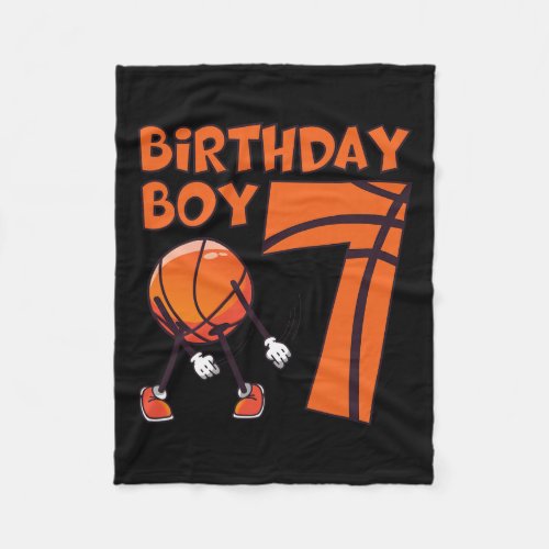 7 Year Old Boy Basketball Player 7th Birthday Bask Fleece Blanket