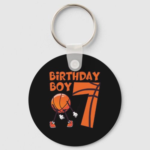 7 Year Old Boy Basketball Player 7th Birthday Bask Keychain