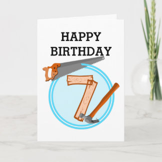 7 year old boy builder tools birthday design card