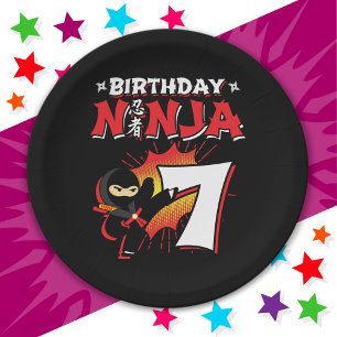 7 Year Old Comic Book Style Ninja 7th Birthday Paper Plates