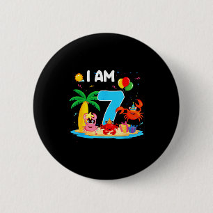 7 year old crab lover 7th crab theme beach summer button