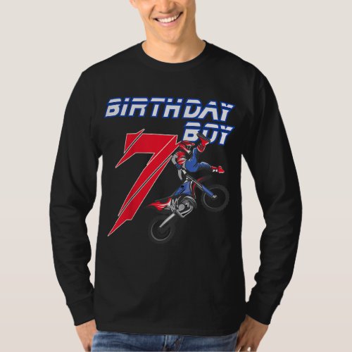 7 Year Old Dirt Bike Birthday Motocross 7th Gift T_Shirt