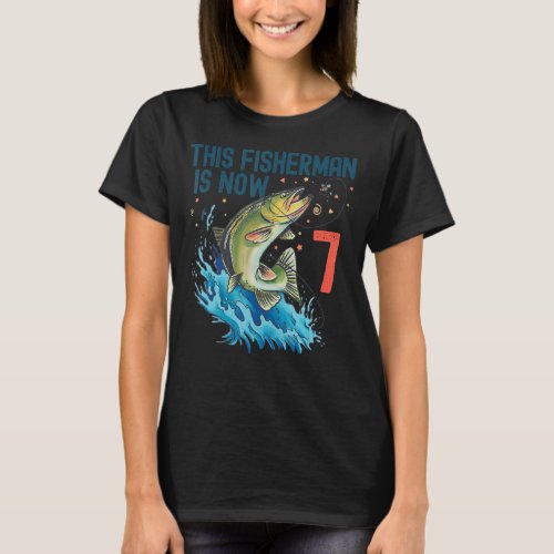 7 Year Old Fishing Birthday 7th Bass Fish Kids Bda T_Shirt